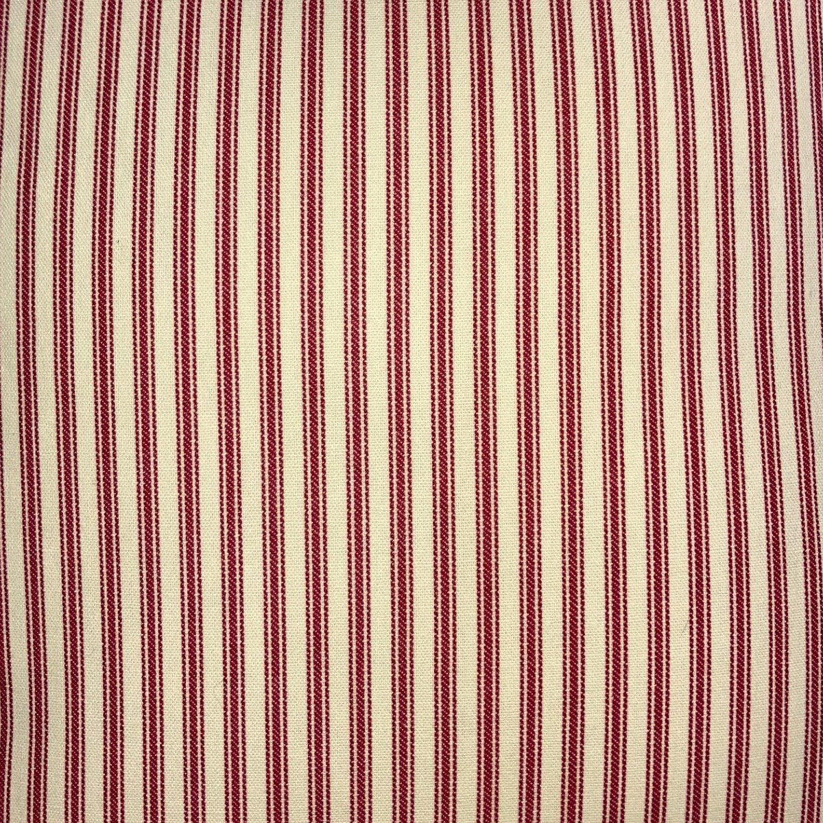 just cushions classic ticking striped cushion red sustainable cotton handmade cushion made in the uk fabric sample