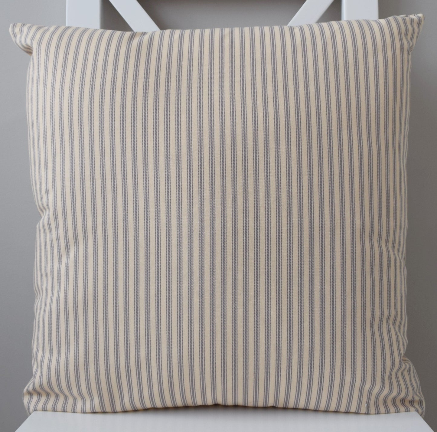 just cushions classic ticking striped cushion grey sustainable cotton handmade cushion made in the uk