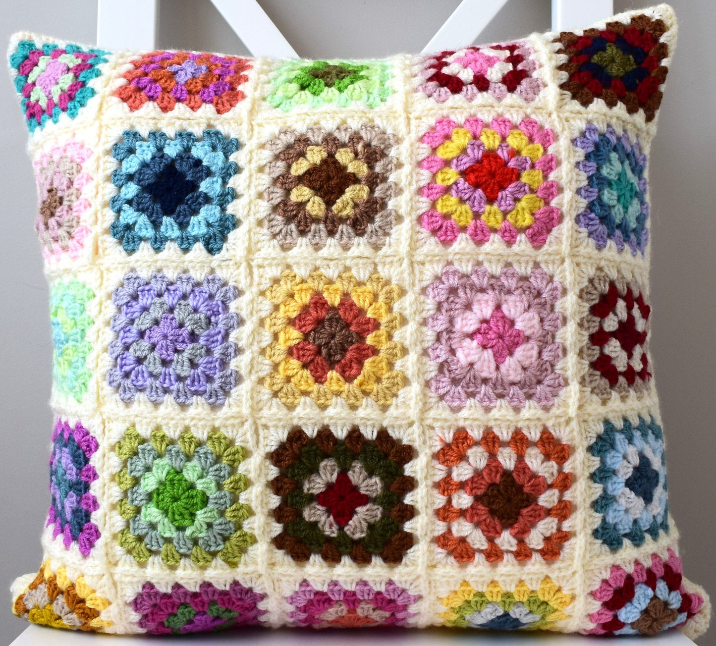 Crochet Granny Squares Cushion