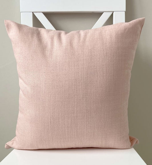 just cushion linen look cushion plain cushion in quality fabric handmade in the uk light pink  18" 20" 22" square cushion