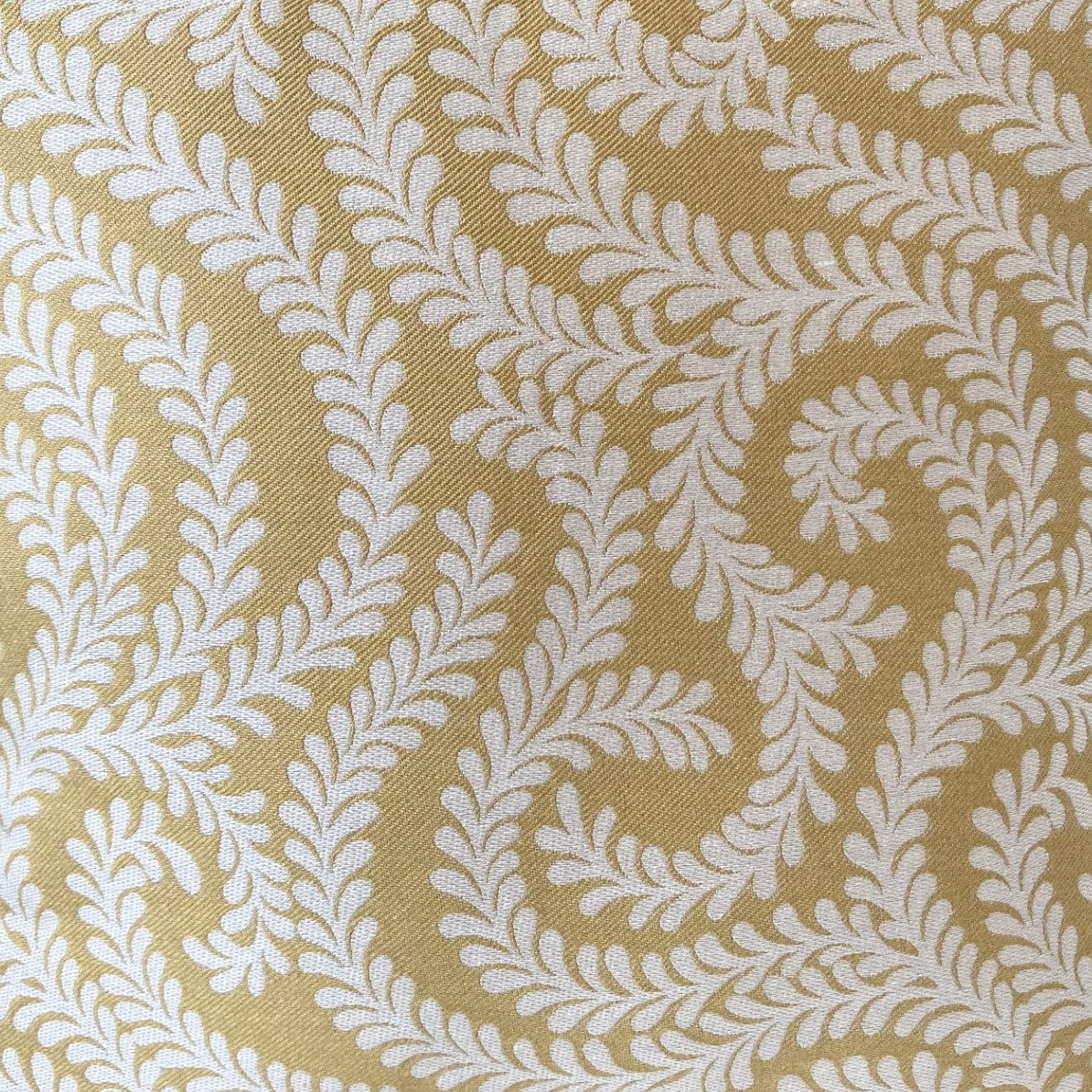 just cushions little leaf patterned cushion handmade in the uk cream ochre yellow cushion fabric sample