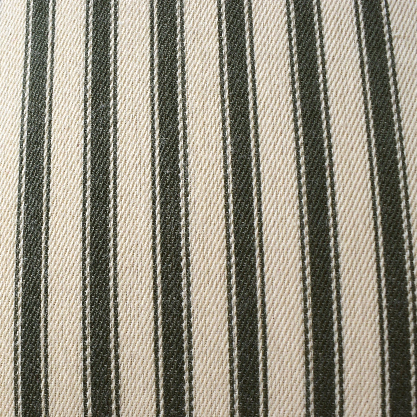 just cushions soft ticking striped cushion green sustainable cotton handmade cushion made in the uk fabric sample