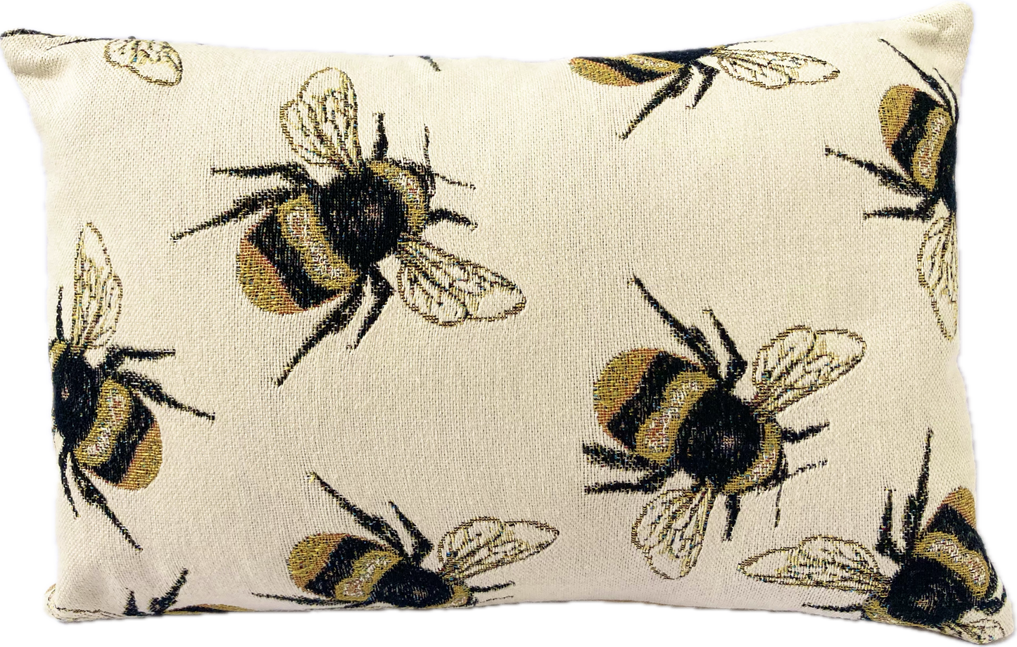 just cushions tapestry cushion large bees on cream background woven fabric oblong cushions handmade in the uk