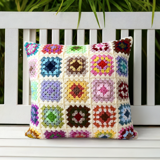 Crochet Granny Squares Cushion