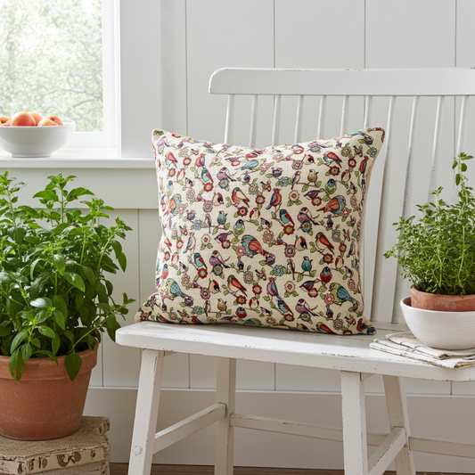 just cushions square tapestry fabric cushion with a wildbirds pattern
