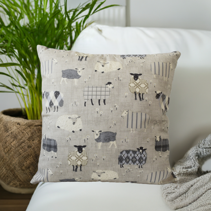 just cushions baa baa cute sheep cushion charcoal grey sustainable cotton handmade cushion made in the uk