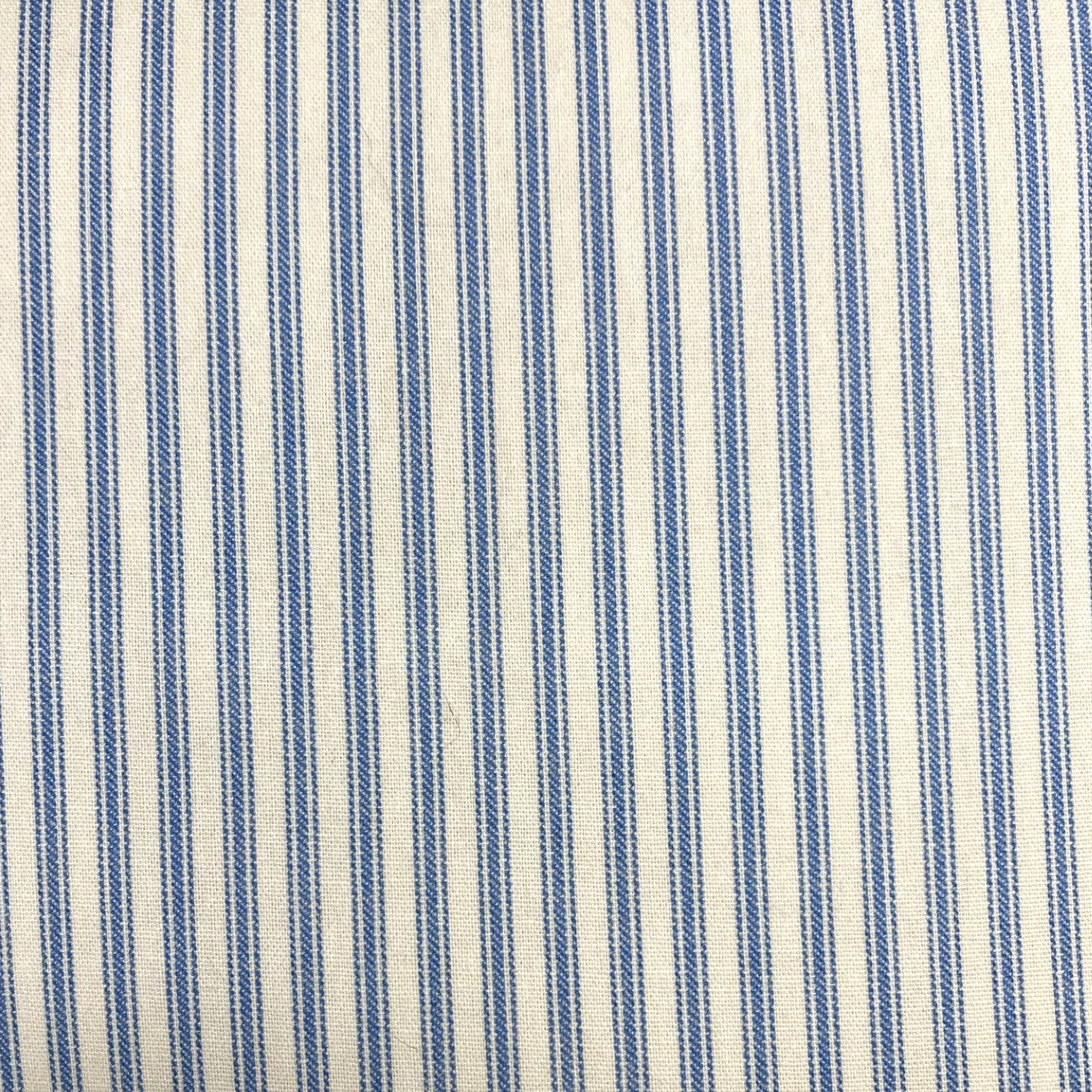just cushions classic ticking striped cushion light blue sustainable cotton handmade cushion made in the uk fabric sample