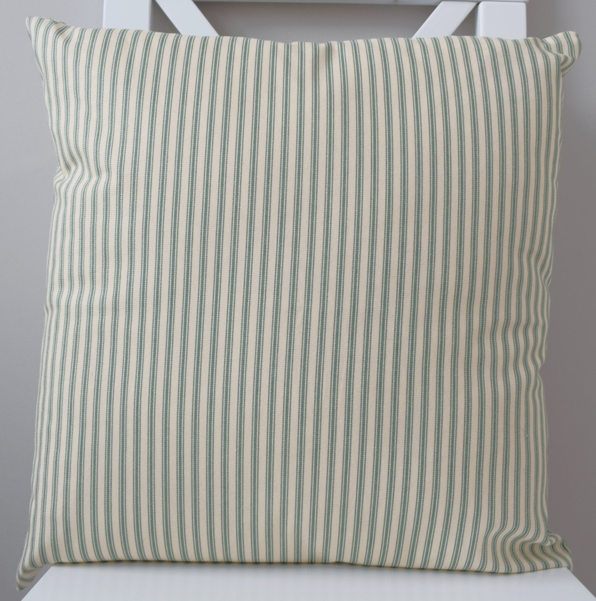 just cushions classic ticking striped cushion green sustainable cotton handmade cushion made in the uk