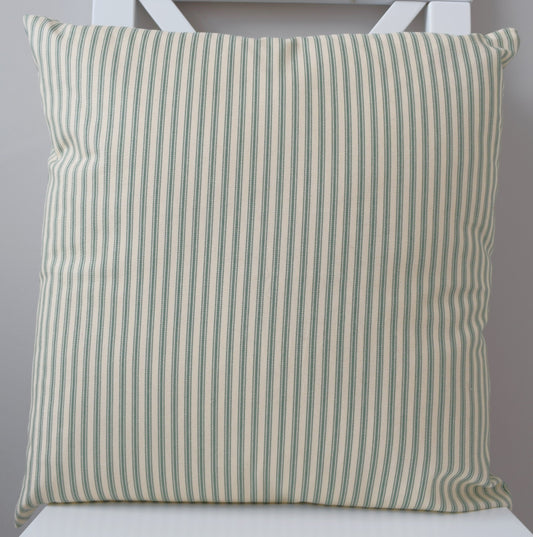 just cushions classic ticking striped cushion green sustainable cotton handmade cushion made in the uk