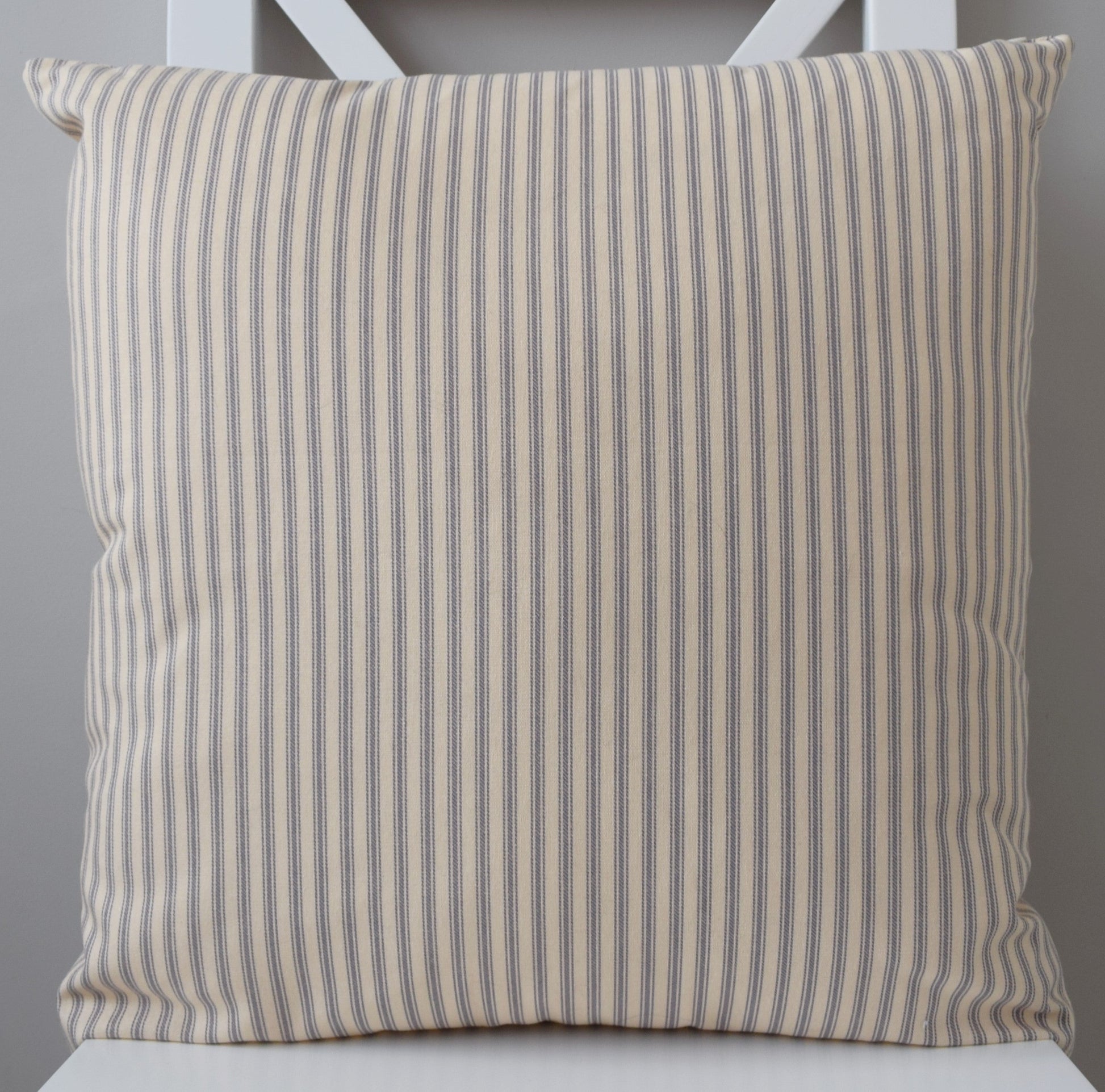 just cushions classic ticking striped cushion grey sustainable cotton handmade cushion made in the uk