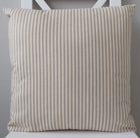 just cushions classic ticking striped cushion grey sustainable cotton handmade cushion made in the uk