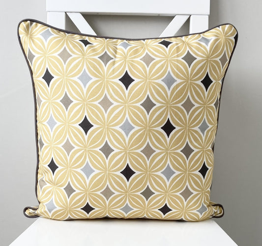 Laila Geometric Cushion - Ochre Yellow