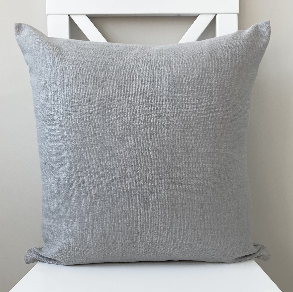 just cushion linen look cushion plain cushion in quality fabric handmade in the uk pale light grey silver  18" 20" 22" square