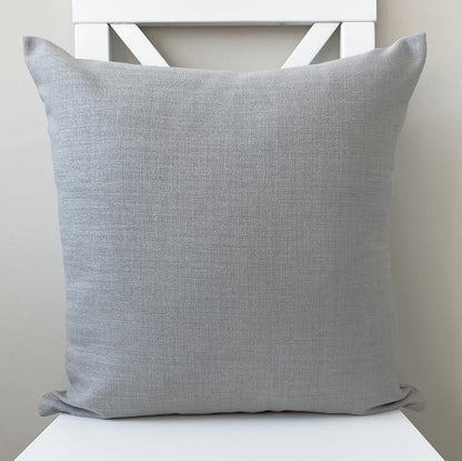 just cushion linen look cushion plain cushion in quality fabric handmade in the uk pale light grey silver  18" 20" 22" square