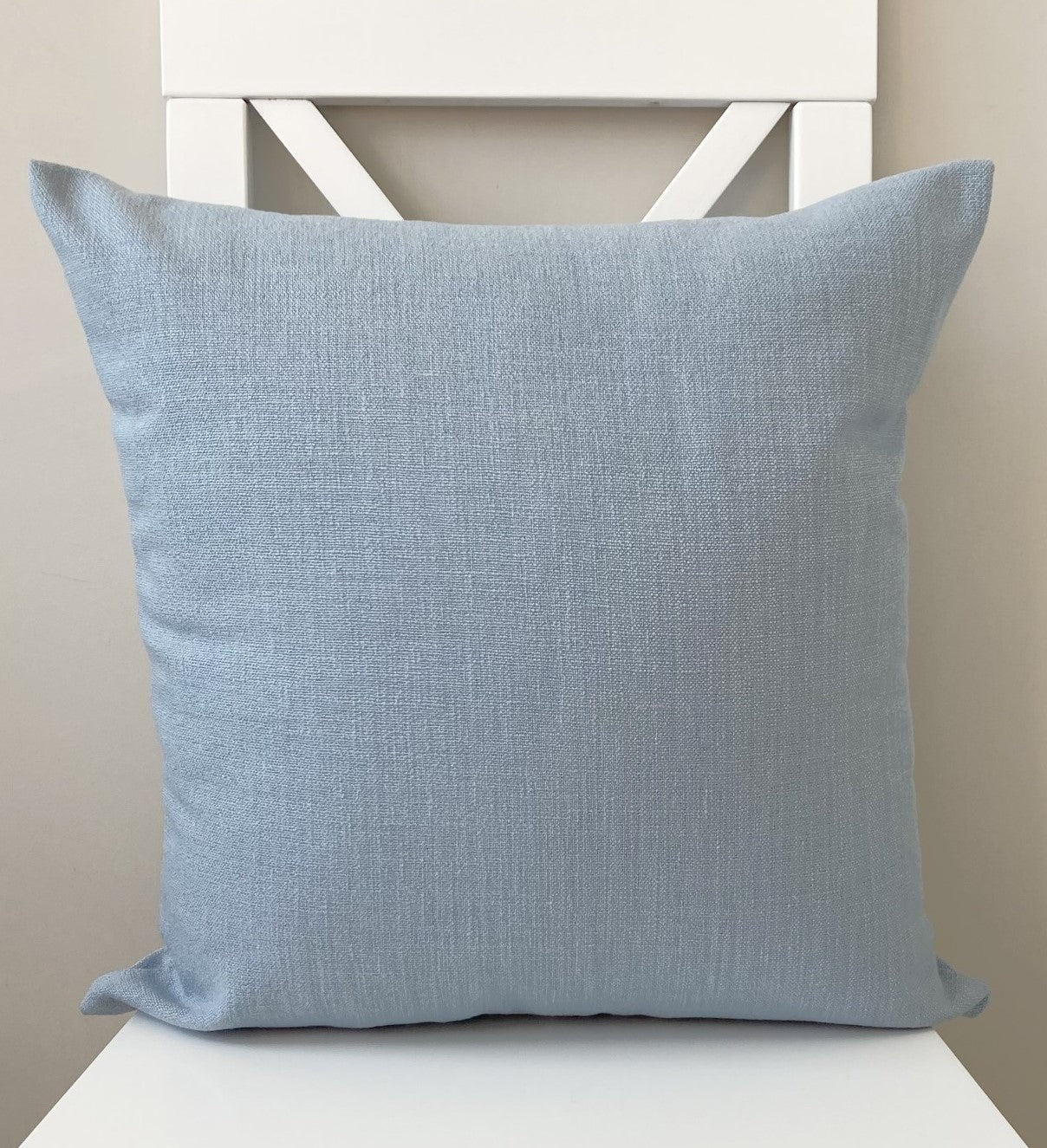just cushion linen look cushion plain cushion in quality fabric handmade in the uk light blue 18" 20" 22" square