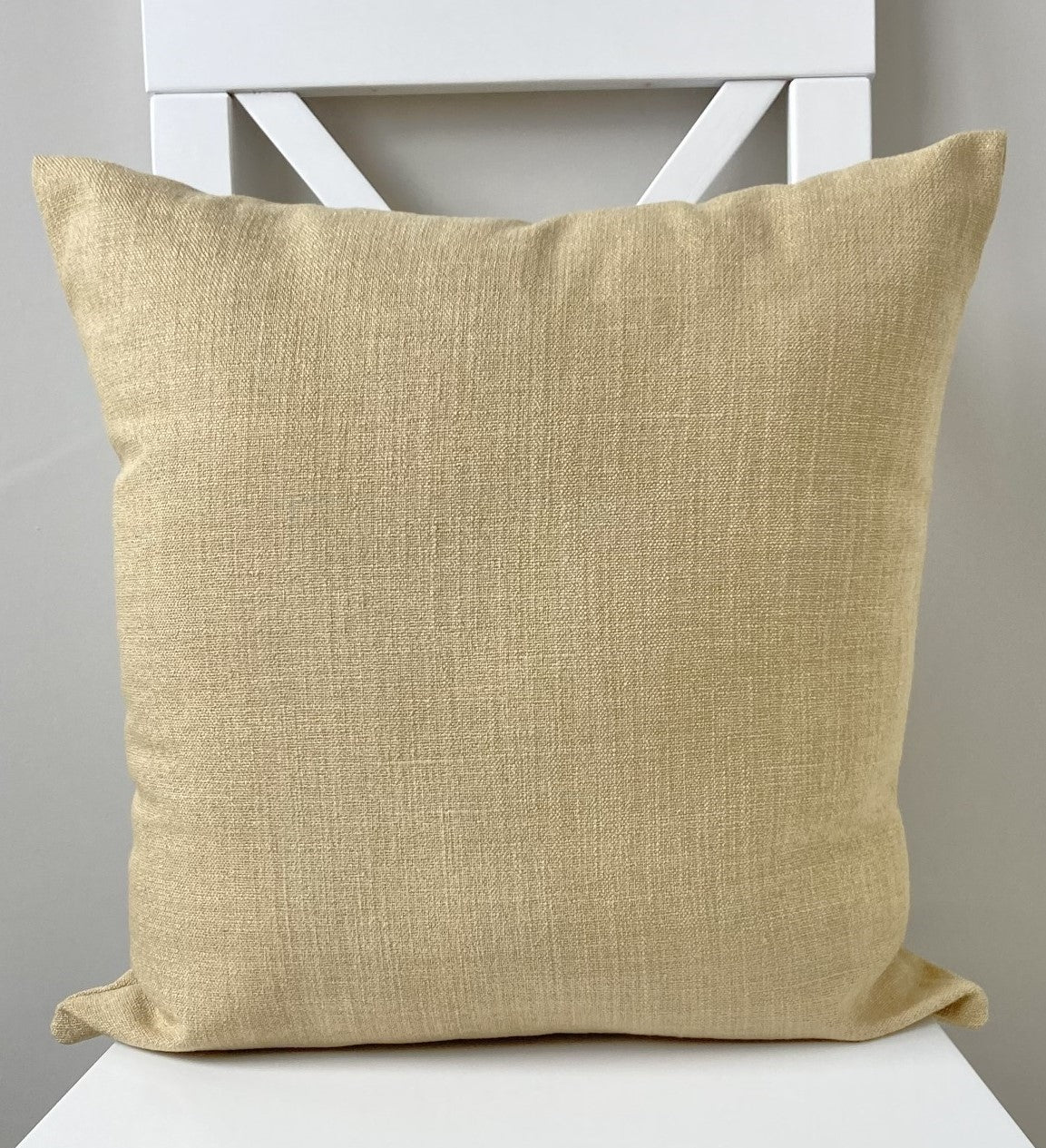 just cushion linen look cushion plain cushion in quality fabric handmade in the uk yellow dark cream beige 18" 20" 22" square 
