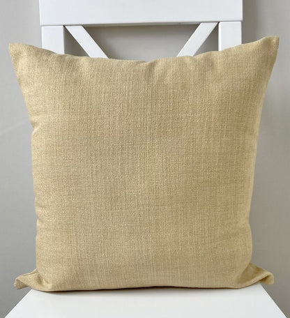 just cushion linen look cushion plain cushion in quality fabric handmade in the uk yellow dark cream beige 18" 20" 22" square 