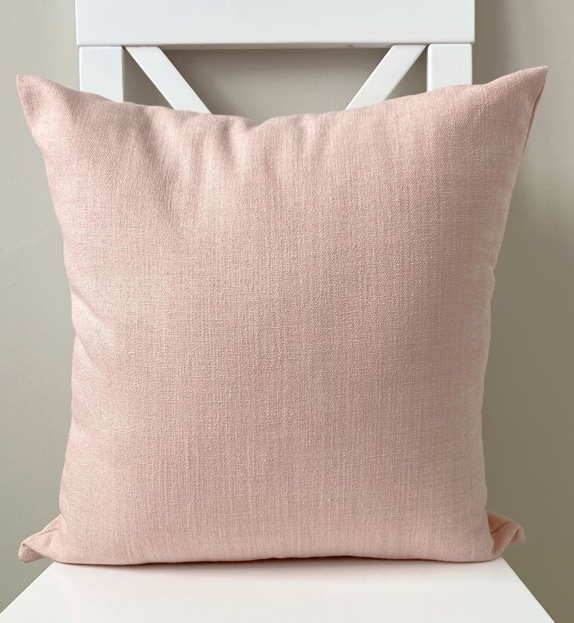 just cushion linen look cushion plain cushion in quality fabric handmade in the uk light pink  18" 20" 22" square cushion