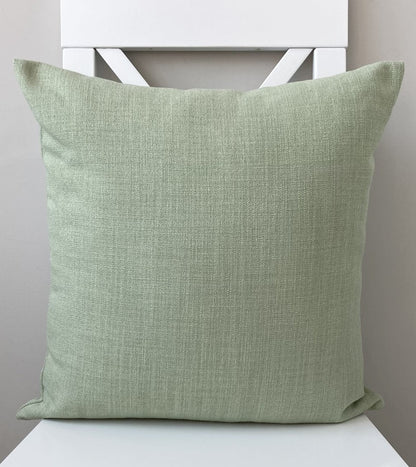 just cushion linen look cushion plain cushion in quality fabric handmade in the uk light green 18" 20" 22" square