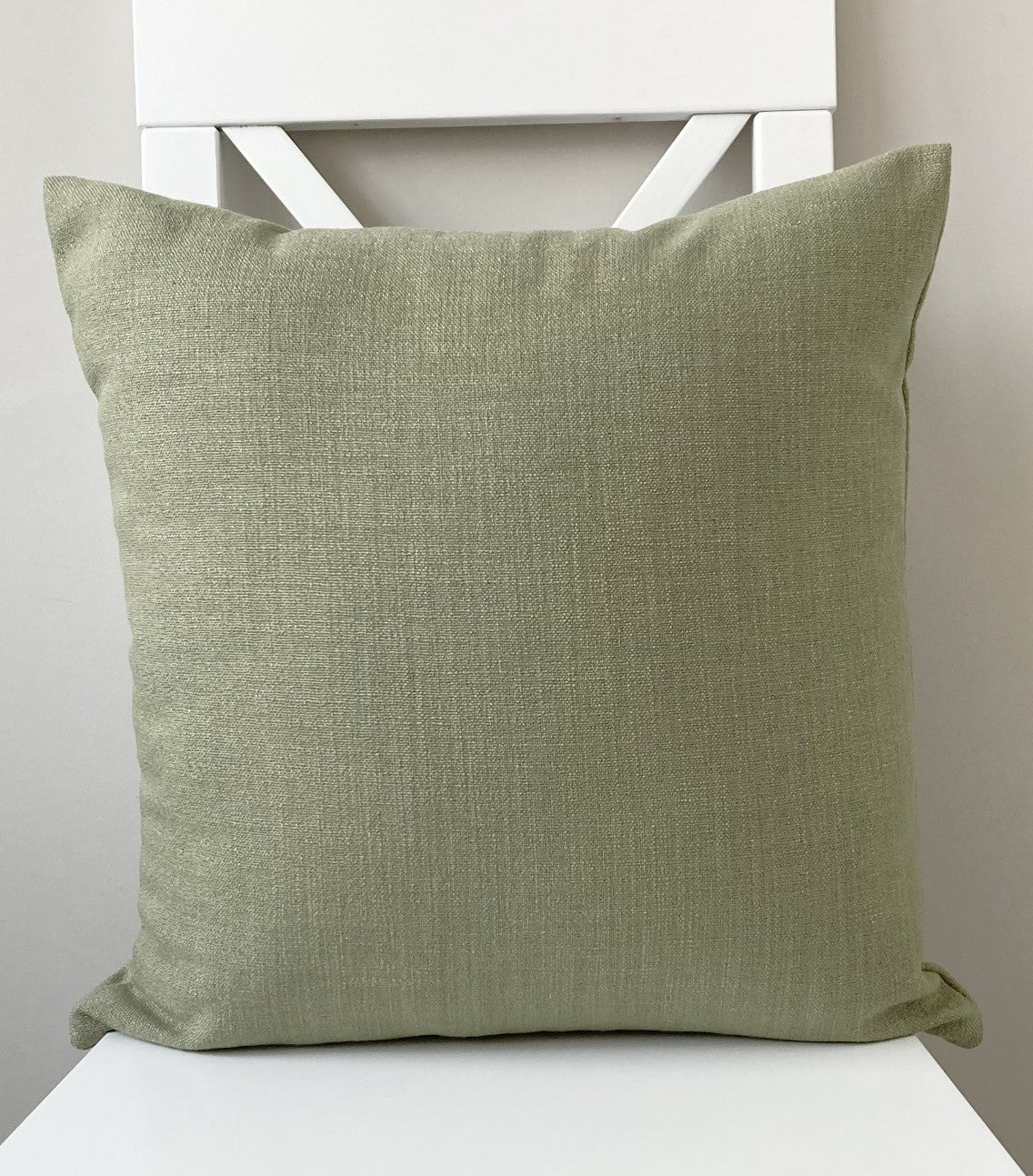 just cushion linen look cushion plain cushion in quality fabric handmade in the uk light green 18" 20" 22" square