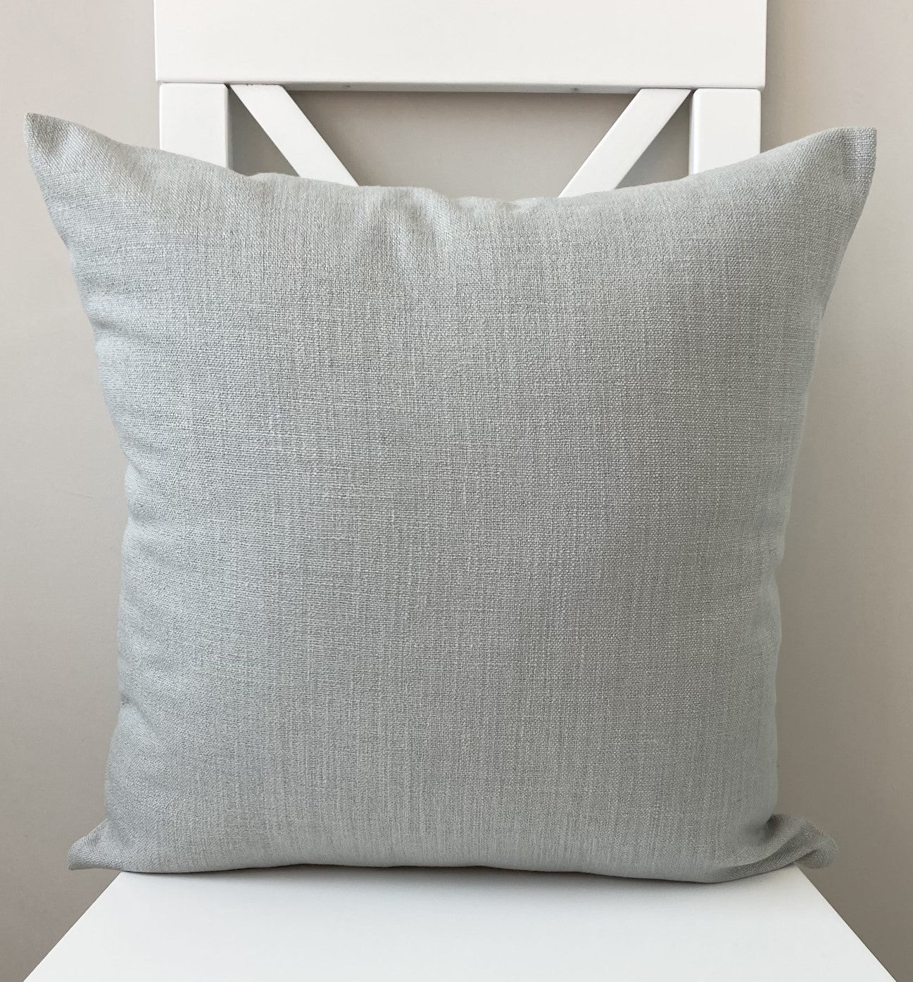 just cushion linen look cushion plain cushion in quality fabric handmade in the uk pale grey light silver 18" 20" 22" square