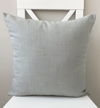 just cushion linen look cushion plain cushion in quality fabric handmade in the uk pale grey light silver 18" 20" 22" square