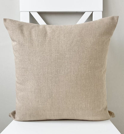 just cushion linen look cushion plain cushion in quality fabric handmade in the uk beige light brown dark cream 18" 20" 22" square
