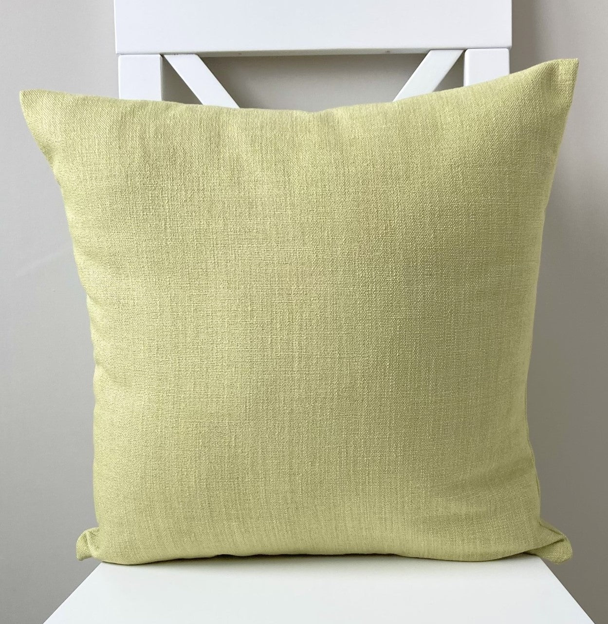 just cushion linen look cushion plain cushion in quality fabric handmade in the uk light green  18" 20" 22" square cushion