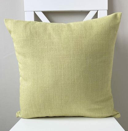 just cushion linen look cushion plain cushion in quality fabric handmade in the uk light green  18" 20" 22" square cushion