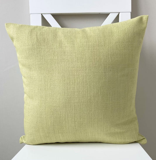 just cushion linen look cushion plain cushion in quality fabric handmade in the uk light green  18" 20" 22" square cushion