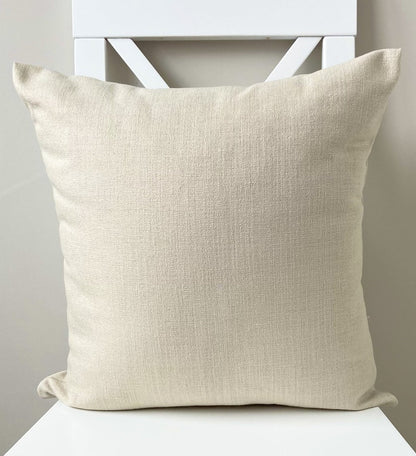 just cushion linen look cushion plain cushion in quality fabric handmade in the uk off white cream beige  18" 20" 22" square