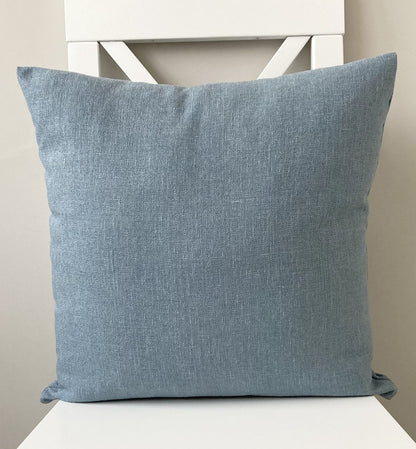 just cushion linen look cushion plain cushion in quality fabric handmade in the uk blue green  18" 20" 22" square