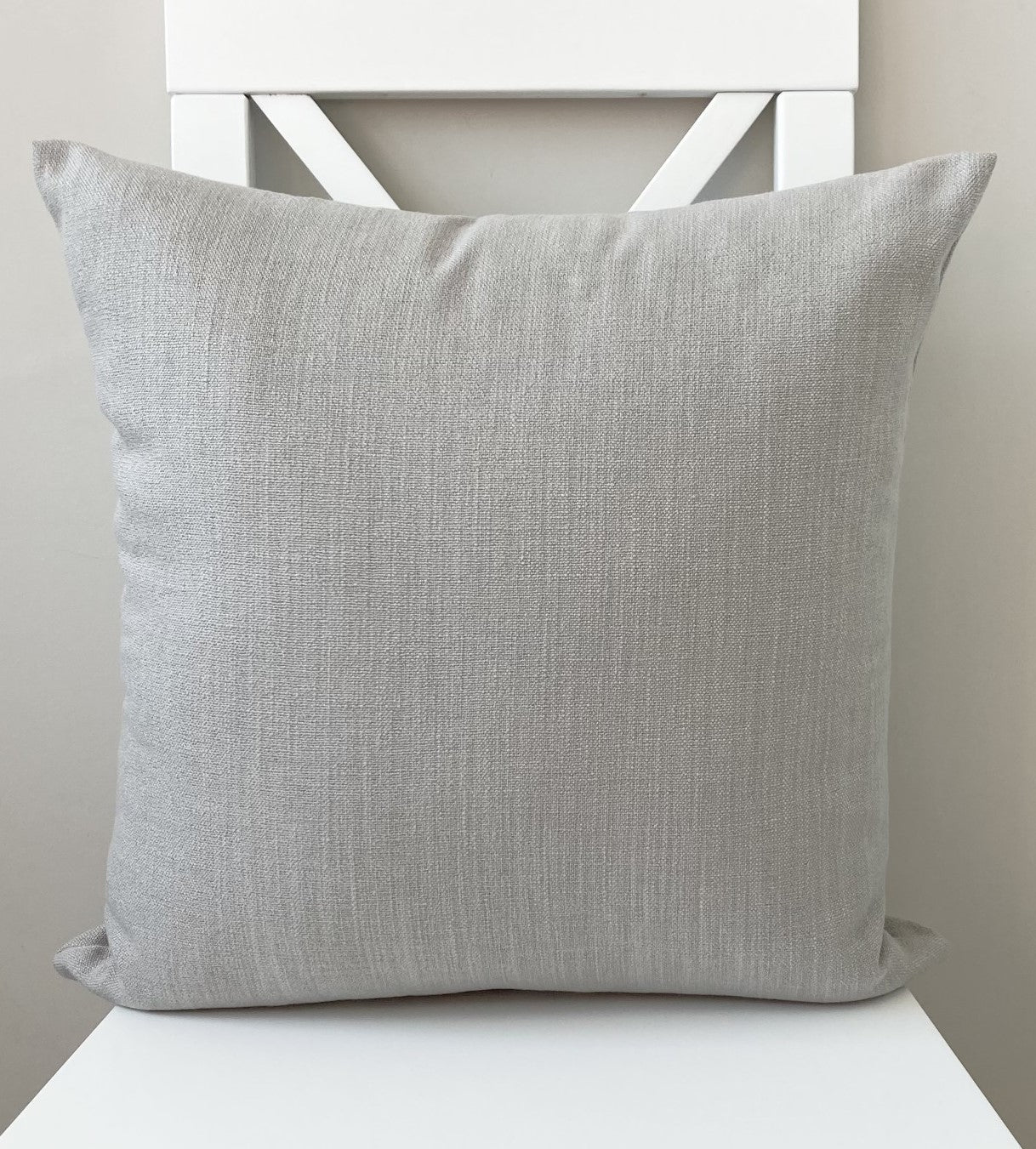 just cushion linen look cushion plain cushion in quality fabric handmade in the uk pale light grey silver 18" 20" 22" square