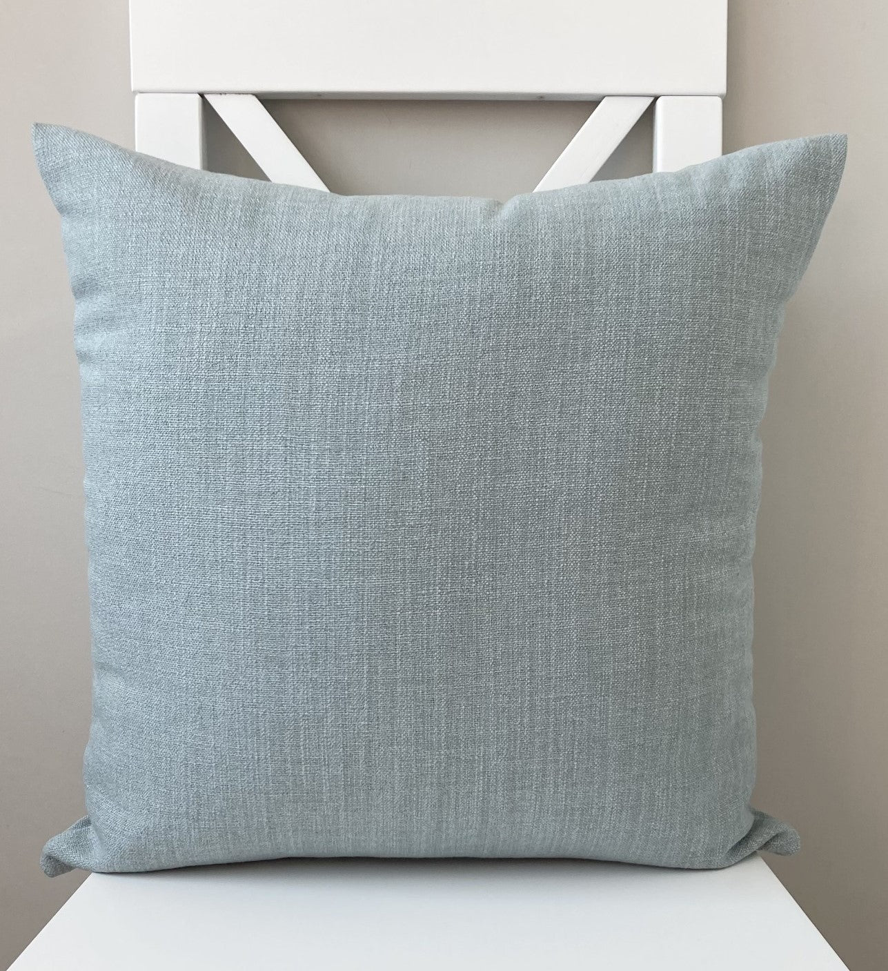 just cushion linen look cushion plain cushion in quality fabric handmade in the uk light pale blue 18" 20" 22" square