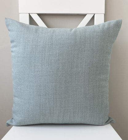 just cushion linen look cushion plain cushion in quality fabric handmade in the uk light pale blue 18" 20" 22" square