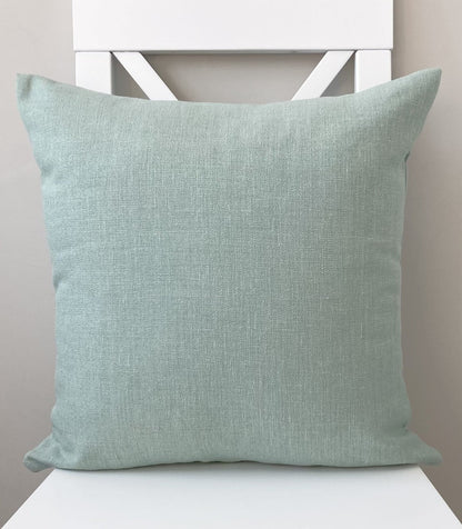just cushion linen look cushion plain cushion in quality fabric handmade in the uk green blue aqua 18" 20" 22" square
