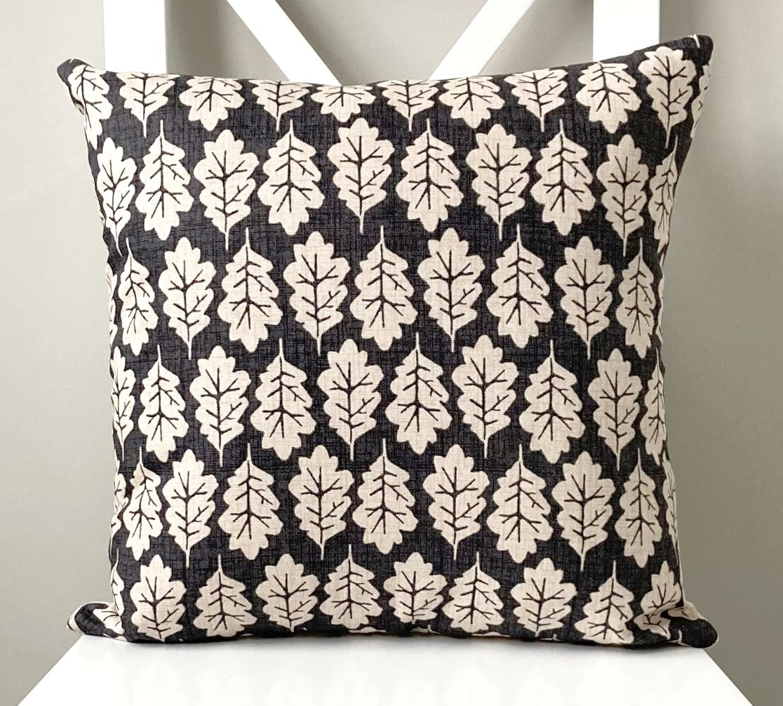 Oak Leaf Cushion - Ebony