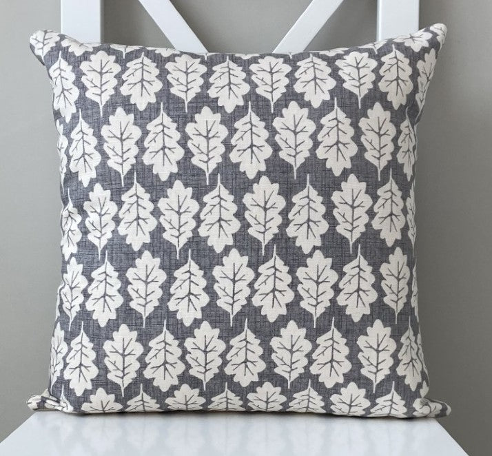 Oak Leaf Cushion - Pewter