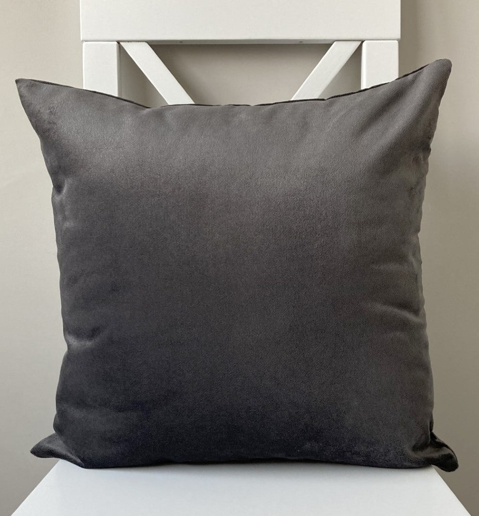 just cushions plush velvet cushion handmade in the uk dark grey