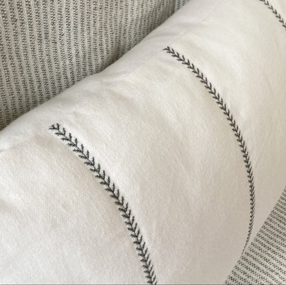 Ivory Recycled Linen Embroidered Cushion