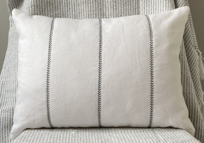 Ivory Recycled Linen Embroidered Cushion