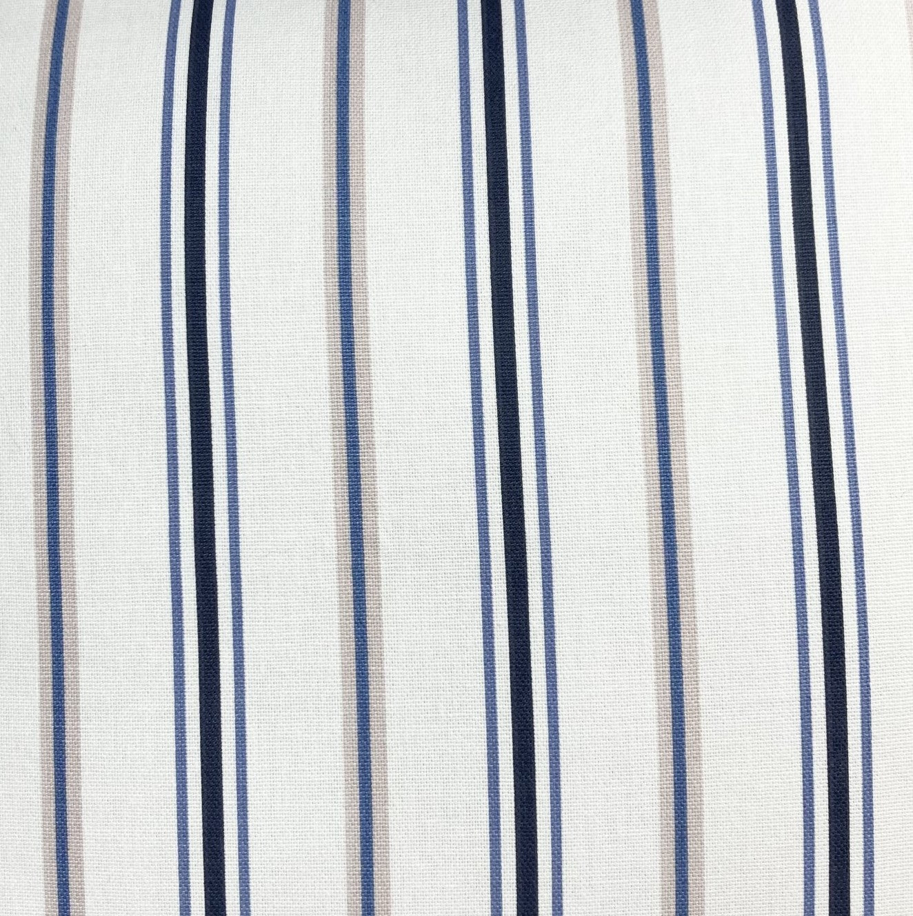 just cushions salcombe stripe cushion sustainable cotton handmade in the uk multi coloured stripe grey navy cream