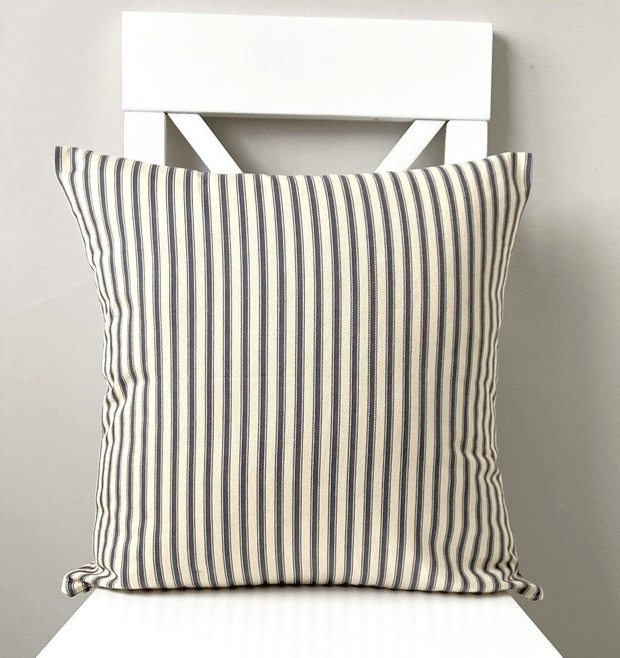 Soft Touch Striped Ticking Cushion - Dark Grey