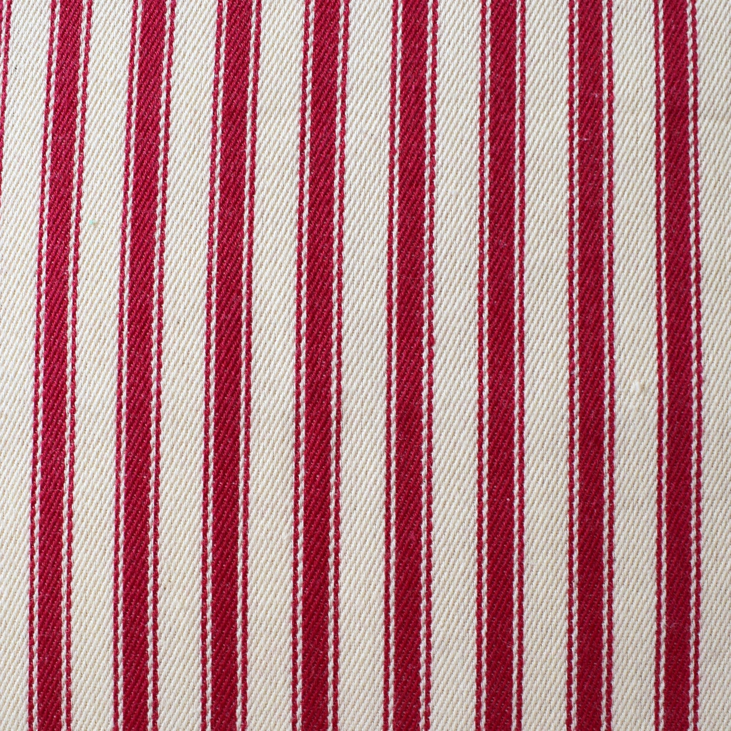 just cushions soft ticking striped cushion red sustainable cotton handmade cushion made in the uk fabric sample