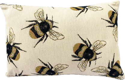 just cushions tapestry cushion large bees on cream background woven fabric oblong cushions handmade in the uk